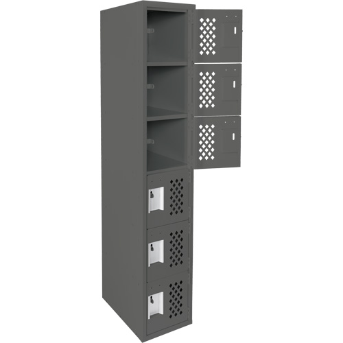 Clean-Line Perforated Lockerette, 6 -tier, 12" x 72" x 12", Steel Mukwa Safety Services