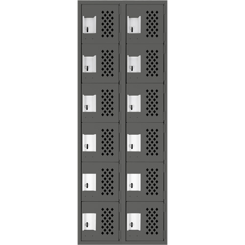 Assembled Lockerettes Clean Line Perforated Economy Lockers, 6 -tier, Bank of 2, 18" x 72" x 12", Steel Mukwa Safety Services