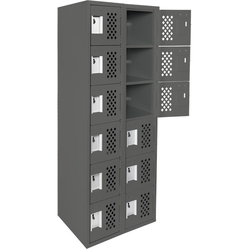 Assembled Lockerettes Clean Line Perforated Economy Lockers, 6 -tier, Bank of 2, 18" x 72" x 12", Steel Mukwa Safety Services