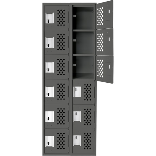 Assembled Lockerettes Clean Line Perforated Economy Lockers, 6 -tier, Bank of 2, 18" x 72" x 12", Steel Mukwa Safety Services