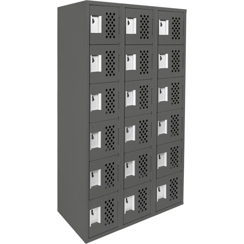 Assembled Lockerettes Clean Line Perforated Economy Lockers, 6 -tier, Bank of 3, 18" x 72" x 12", Steel Mukwa Safety Services