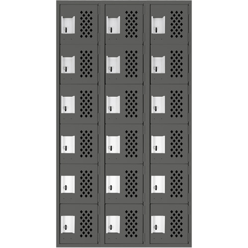 Assembled Lockerettes Clean Line Perforated Economy Lockers, 6 -tier, Bank of 3, 18" x 72" x 12", Steel Mukwa Safety Services