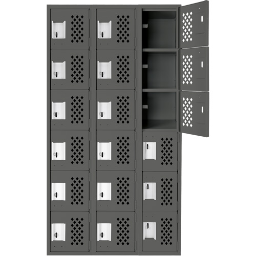 Assembled Lockerettes Clean Line Perforated Economy Lockers, 6 -tier, Bank of 3, 18" x 72" x 12", Steel Mukwa Safety Services