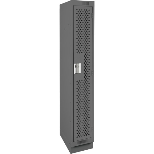 Clean Line Lockers, 12" x 15" x 76", Steel, Charcoal, Rivet (Assembled), Perforated Mukwa Safety Services