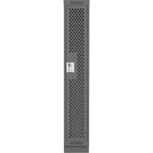 Clean Line Lockers, 12" x 15" x 76", Steel, Charcoal, Rivet (Assembled), Perforated Mukwa Safety Services