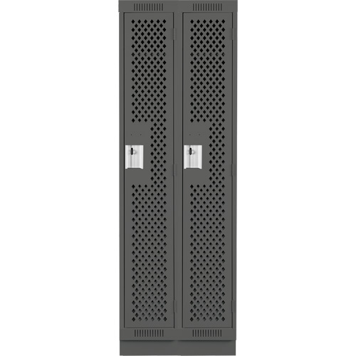 Clean Line Lockers, Bank of 2, 24" x 18" x 76", Steel, Charcoal, Rivet (Assembled), Perforated Mukwa Safety Services