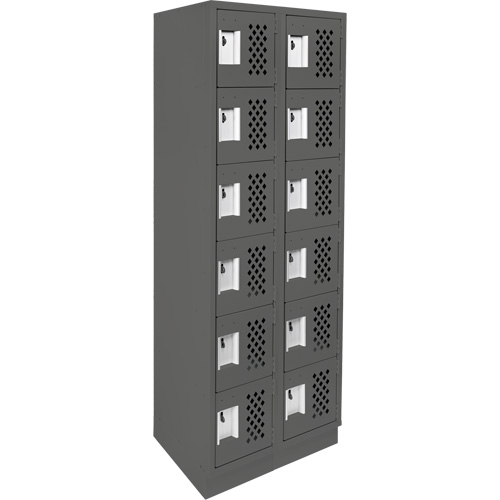 Assembled Lockerettes Clean Line Perforated Economy Lockers, 6 -tier, Bank of 2, 18" x 72" x 12", Steel Mukwa Safety Services