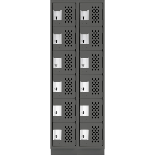 Assembled Lockerettes Clean Line Perforated Economy Lockers, 6 -tier, Bank of 2, 18" x 72" x 12", Steel Mukwa Safety Services