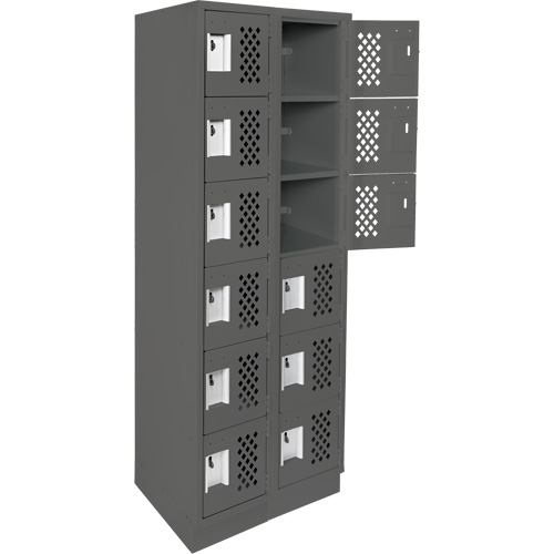 Assembled Lockerettes Clean Line Perforated Economy Lockers, 6 -tier, Bank of 2, 18" x 72" x 12", Steel Mukwa Safety Services