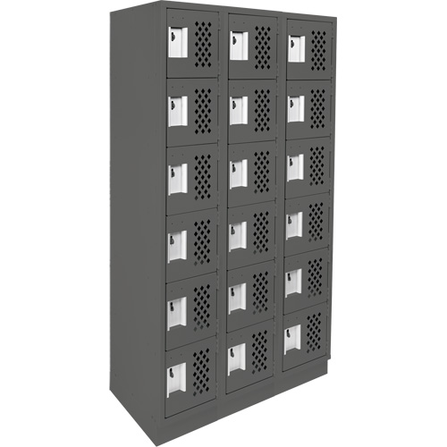 Clean-Line Perforated Lockerette, 6 -tier, Bank of 3, 12" x 72" x 12", Steel Mukwa Safety Services
