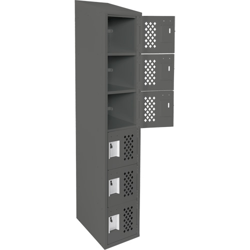 Assembled Lockerettes Clean Line Perforated Economy Lockers, 6 -tier, 18" x 72" x 12", Steel Mukwa Safety Services