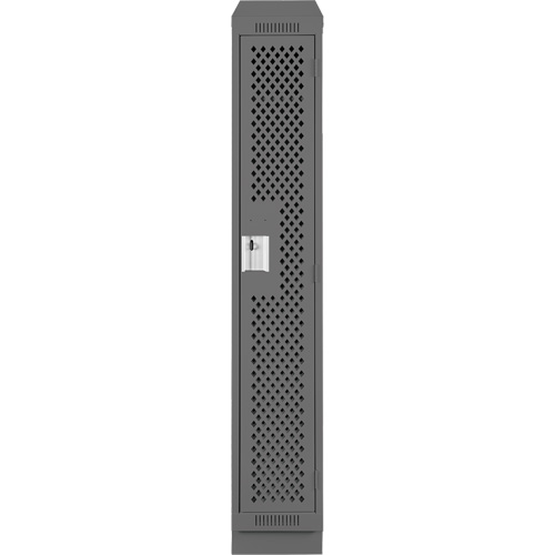 Clean Line Lockers, 12" x 18" x 82", Steel, Charcoal, Rivet (Assembled), Perforated Mukwa Safety Services