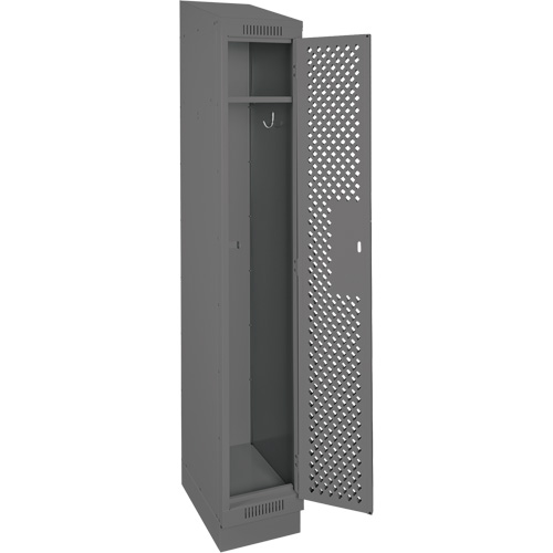 Clean Line Lockers, 12" x 18" x 82", Steel, Charcoal, Rivet (Assembled), Perforated Mukwa Safety Services