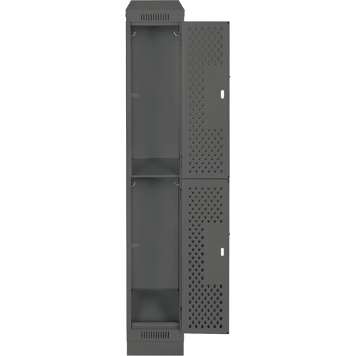 Casiers Clean Line, 2 niveaux, 12" x 18" x 82", Acier, Charbon, Rivet (assembl&eacute;), Perfor&eacute; Mukwa Safety Services