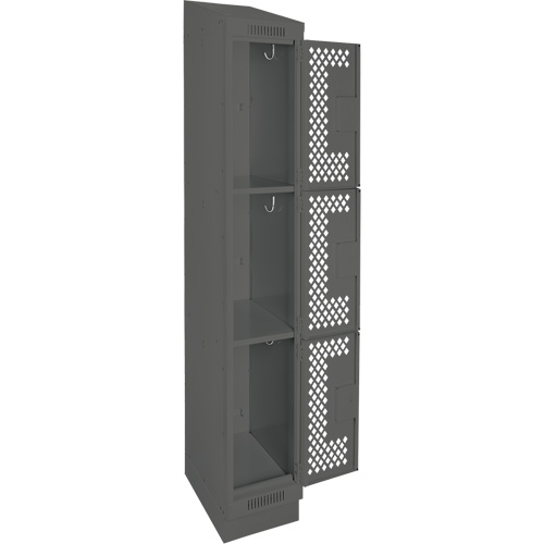Casiers Clean Line, 3 niveaux, 12" x 18" x 82", Acier, Charbon, Rivet (assembl&eacute;), Perfor&eacute; Mukwa Safety Services
