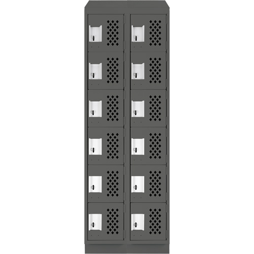 Clean-Line Perforated Lockerette, 6 -tier, Bank of 2, 12" x 72" x 12", Steel Mukwa Safety Services
