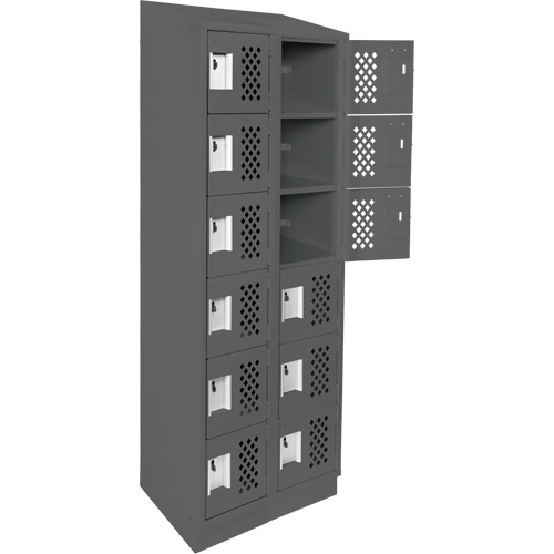 Clean-Line Perforated Lockerette, 6 -tier, Bank of 2, 12" x 72" x 12", Steel Mukwa Safety Services