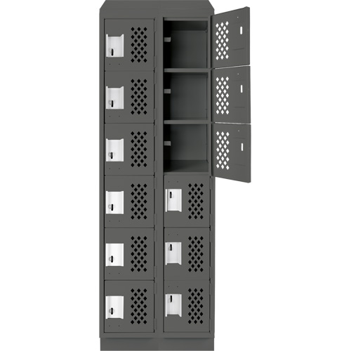 Clean-Line Perforated Lockerette, 6 -tier, Bank of 2, 12" x 72" x 12", Steel Mukwa Safety Services
