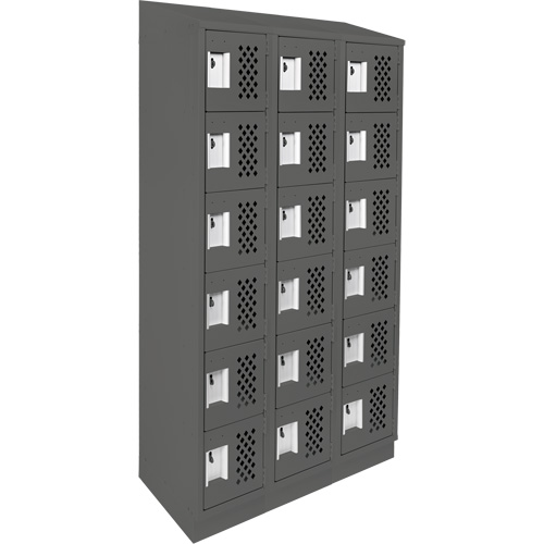 Assembled Lockerettes Clean Line Perforated Economy Lockers, 6 -tier, Bank of 3, 18" x 72" x 12", Steel Mukwa Safety Services