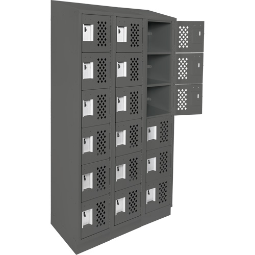 Assembled Lockerettes Clean Line Perforated Economy Lockers, 6 -tier, Bank of 3, 18" x 72" x 12", Steel Mukwa Safety Services