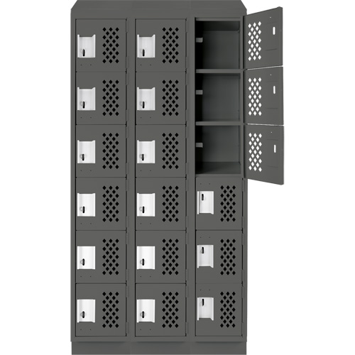 Assembled Lockerettes Clean Line Perforated Economy Lockers, 6 -tier, Bank of 3, 18" x 72" x 12", Steel Mukwa Safety Services