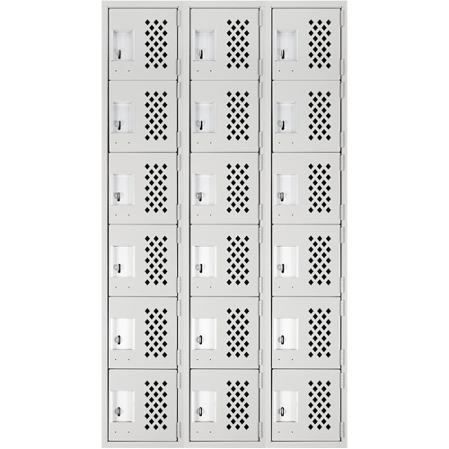 Clean Line Lockerettes, 6 -tier, Bank of 3, 18" x 72" x 12", Steel Mukwa Safety Services