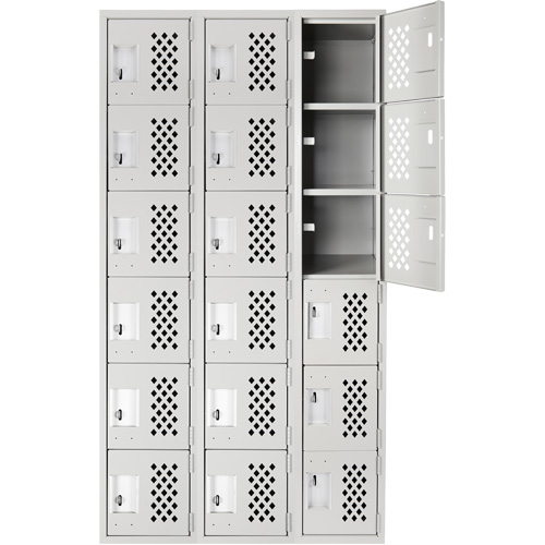 Clean Line Lockerettes, 6 -tier, Bank of 3, 18" x 72" x 12", Steel Mukwa Safety Services