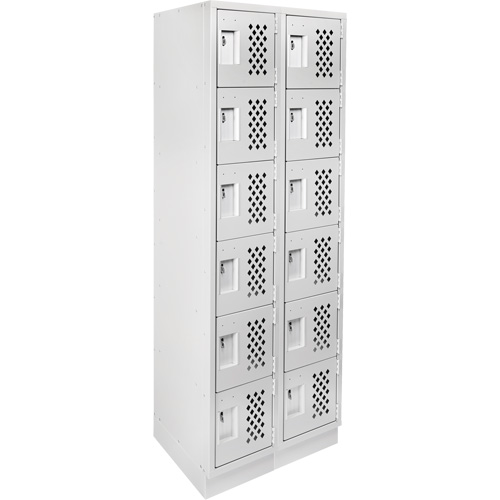 Clean-Line Perforated Lockerette, 6 -tier, Bank of 2, 12" x 72" x 12", Steel Mukwa Safety Services