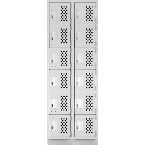 Clean-Line Perforated Lockerette, 6 -tier, Bank of 2, 12" x 72" x 12", Steel Mukwa Safety Services