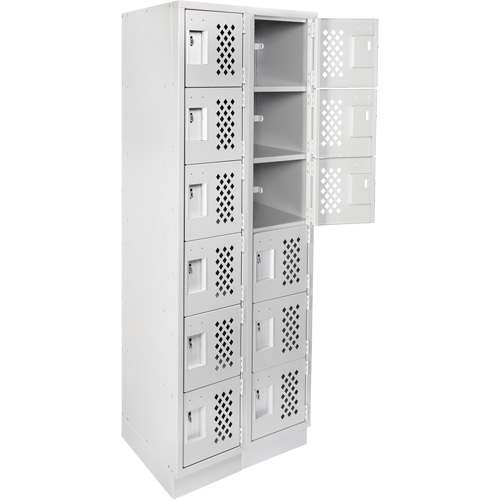 Clean-Line Perforated Lockerette, 6 -tier, Bank of 2, 12" x 72" x 12", Steel Mukwa Safety Services