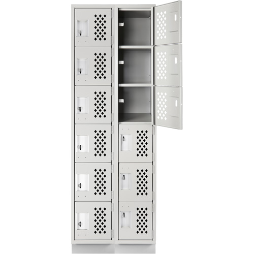 Clean-Line Perforated Lockerette, 6 -tier, Bank of 2, 12" x 72" x 12", Steel Mukwa Safety Services