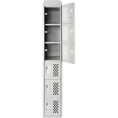 Clean-Line Perforated Lockerette, 6 -tier, 15" x 72" x 12", Steel Mukwa Safety Services