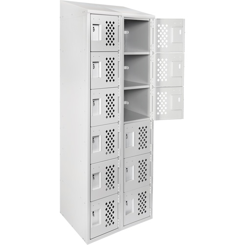 Assembled Lockerettes Clean Line Perforated Economy Lockers, 6 -tier, Bank of 2, 18" x 72" x 12", Steel Mukwa Safety Services