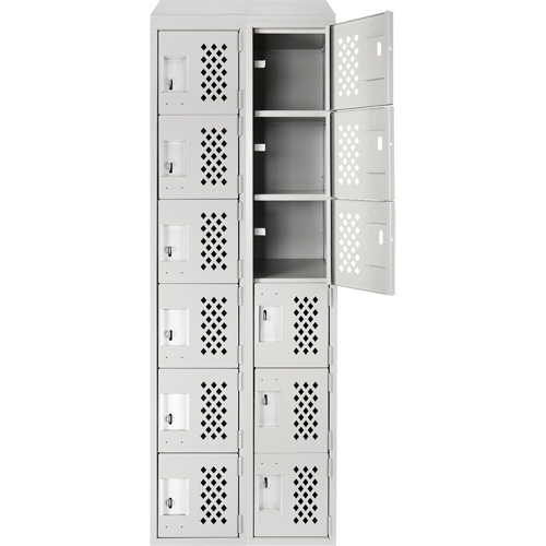 Assembled Lockerettes Clean Line Perforated Economy Lockers, 6 -tier, Bank of 2, 18" x 72" x 12", Steel Mukwa Safety Services
