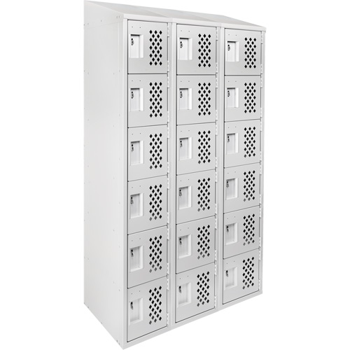 Clean-Line Perforated Lockerette, 6 -tier, Bank of 3, 15" x 72" x 12", Steel Mukwa Safety Services