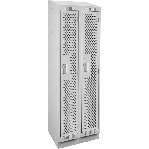 Casiers Clean Line, Bloc de 2, 24" x 15" x 82", Acier, Gris, Rivet (assembl&eacute;), Perfor&eacute; Mukwa Safety Services