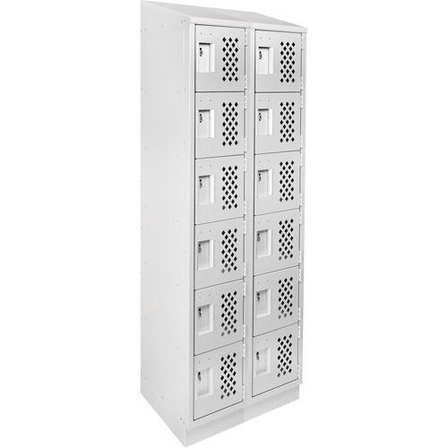 Clean-Line Perforated Lockerette, 6 -tier, Bank of 2, 12" x 72" x 12", Steel Mukwa Safety Services