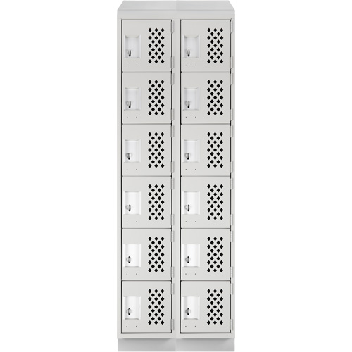 Clean-Line Perforated Lockerette, 6 -tier, Bank of 2, 12" x 72" x 12", Steel Mukwa Safety Services