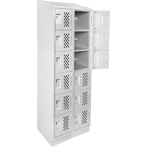 Clean-Line Perforated Lockerette, 6 -tier, Bank of 2, 12" x 72" x 12", Steel Mukwa Safety Services