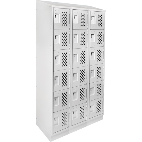 Clean-Line Perforated Lockerette, 6 -tier, Bank of 3, 12" x 72" x 12", Steel Mukwa Safety Services