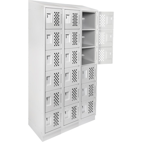 Clean-Line Perforated Lockerette, 6 -tier, Bank of 3, 12" x 72" x 12", Steel Mukwa Safety Services