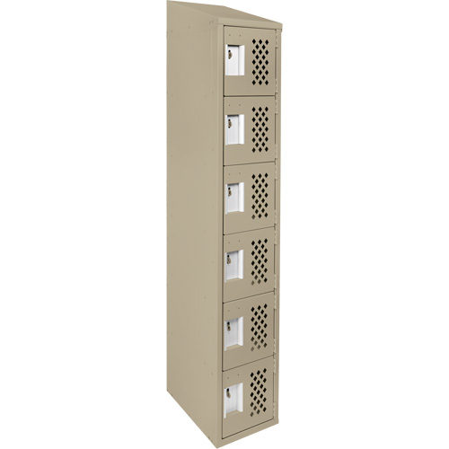 Clean-Line Perforated Lockerette, 6 -tier, 15" x 72" x 12", Steel Mukwa Safety Services