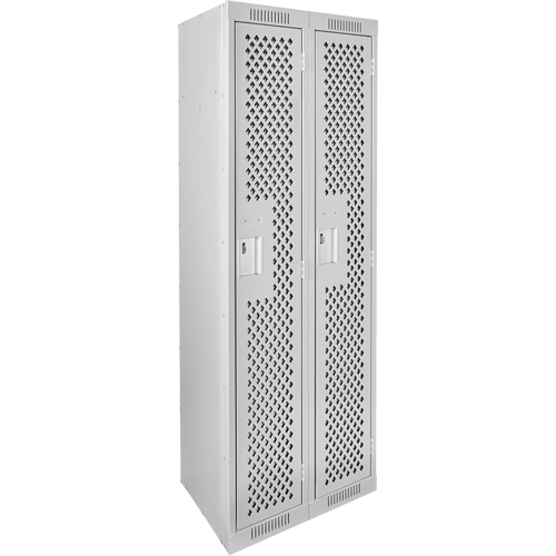 Clean Line Lockers, 2 -tier, 12" x 12" x 72", Steel, Grey, Rivet (Assembled), Perforated Mukwa Safety Services