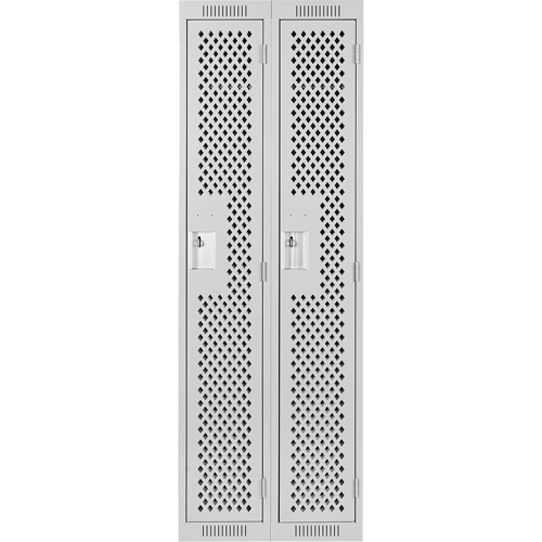 Clean Line Lockers, 2 -tier, 12" x 12" x 72", Steel, Grey, Rivet (Assembled), Perforated Mukwa Safety Services