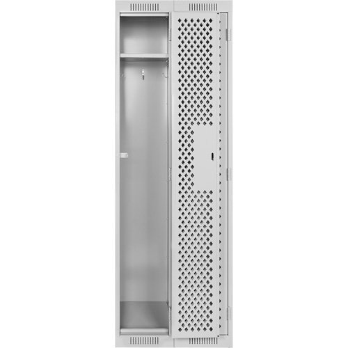 Clean Line Lockers, 2 -tier, 12" x 12" x 72", Steel, Grey, Rivet (Assembled), Perforated Mukwa Safety Services