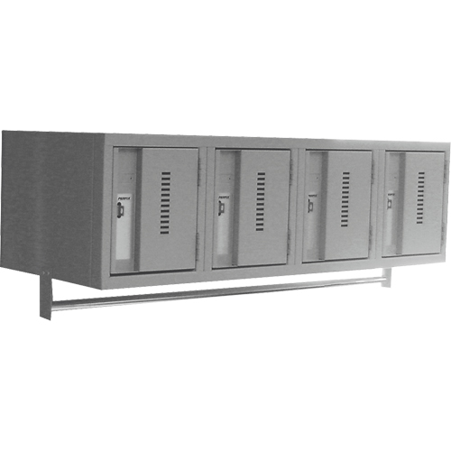 Wall Hung Lockers - Heavy Duty, Bank of 4, 18" x 12" x 12", Steel Mukwa Safety Services
