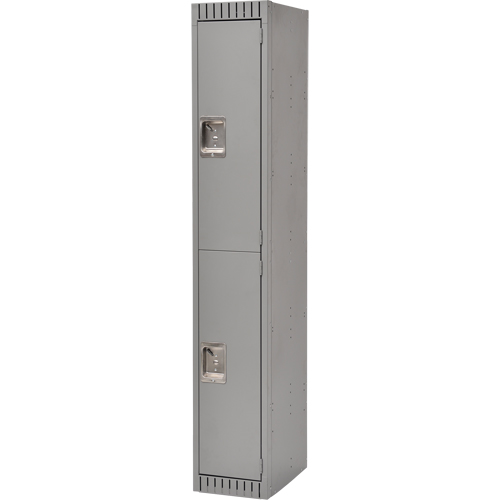 Lockers, 2 -tier, 12" x 18" x 72", Steel, Grey, Rivet (Assembled) Mukwa Safety Services