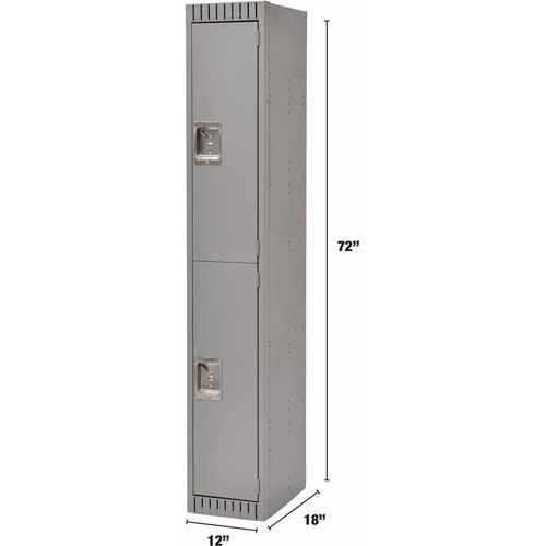 Lockers, 2 -tier, 12" x 18" x 72", Steel, Grey, Rivet (Assembled) Mukwa Safety Services