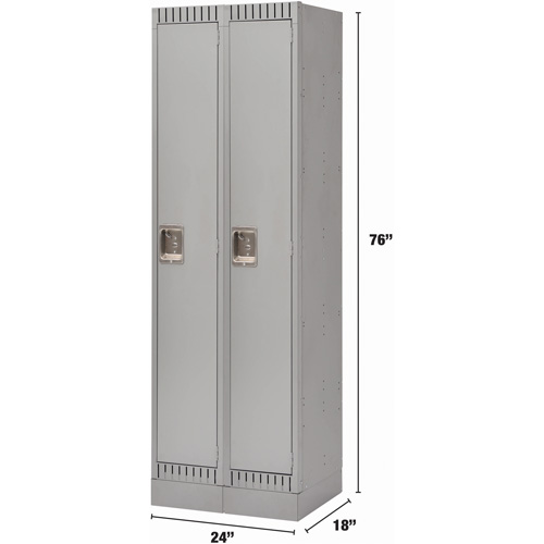 Lockers, Bank of 2, 24" x 18" x 76", Steel, Grey, Knocked Down Mukwa Safety Services