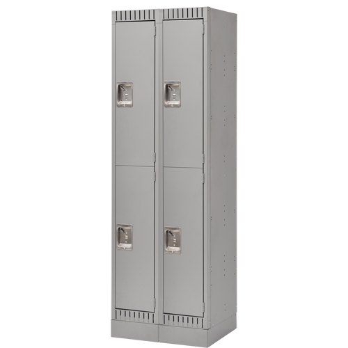 Lockers, 2 -tier, Bank of 2, 24" x 18" x 76", Steel, Grey, Knocked Down Mukwa Safety Services